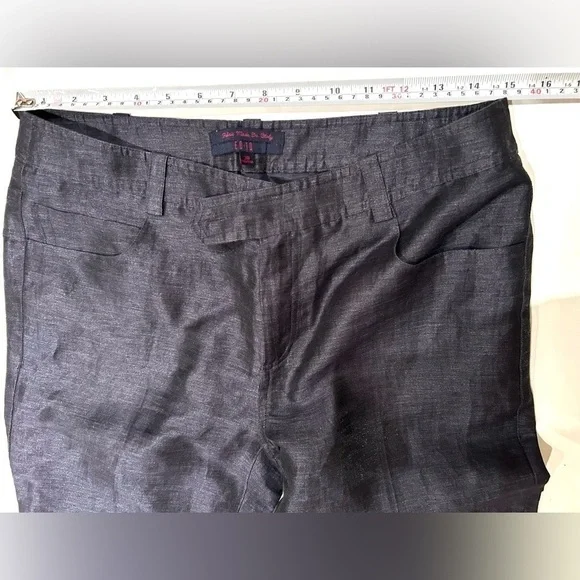 EQ:IQ navy linen pants made in Italy - Picture 5 of 11